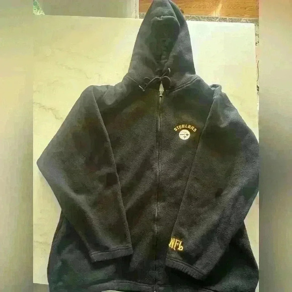 Vintage Pittsburgh Steelers Fleece  Black Hoodie Men's L. - Picture 1 of 7
